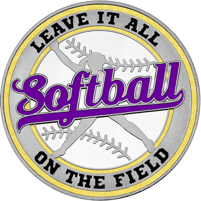 Purple "Softball" with Gold Outer Circular Borders